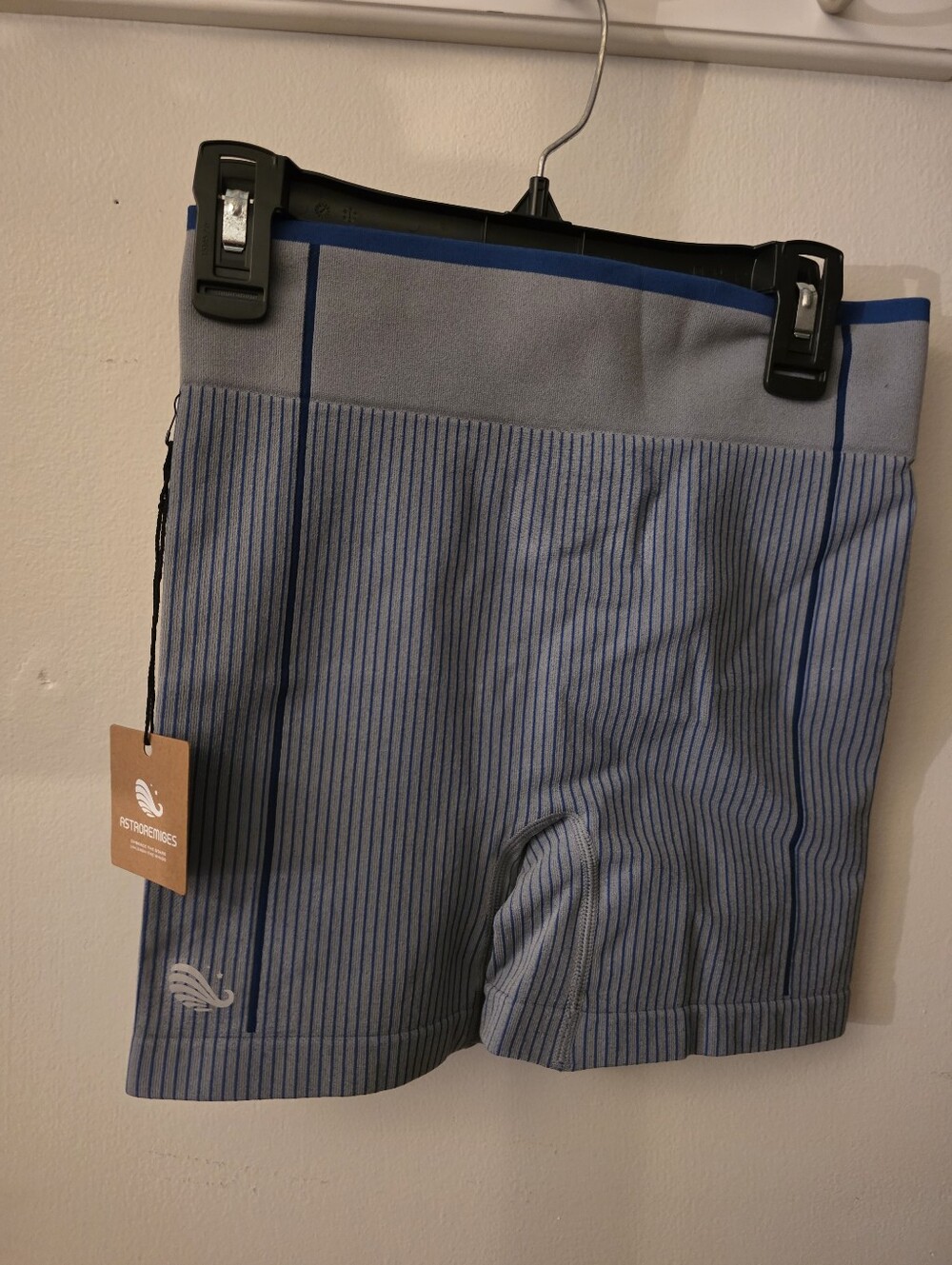 Harmony Striped Biker Shorts - Almond Blue